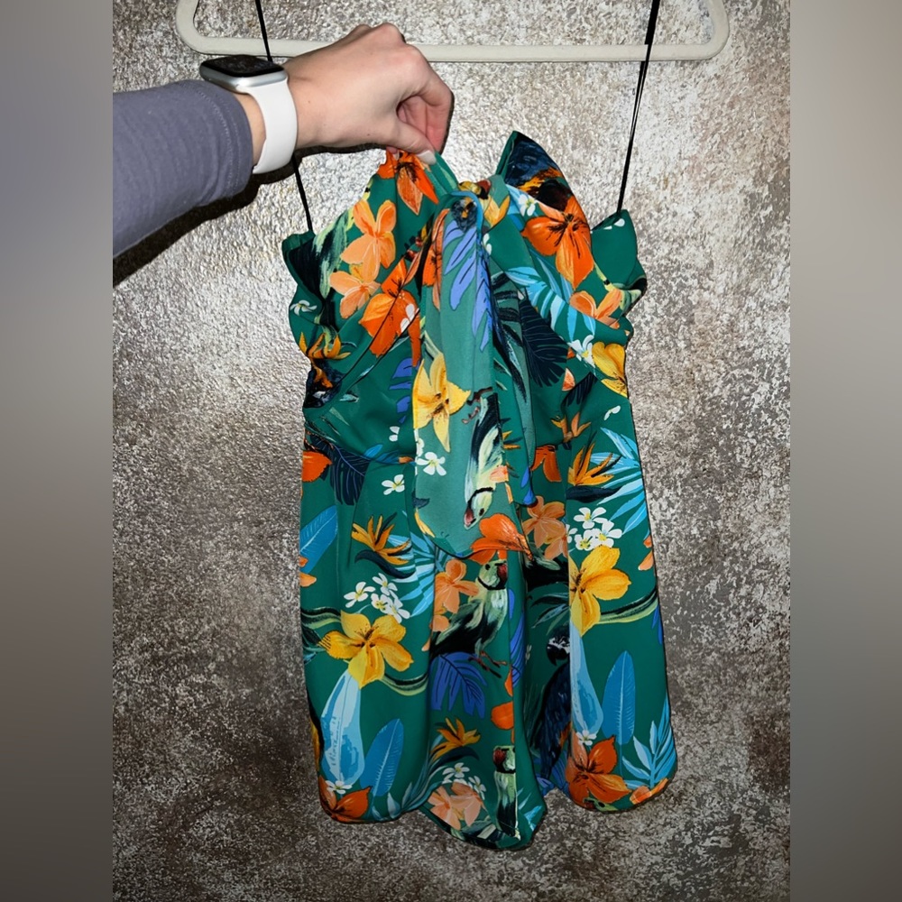 Green Tropical print romper